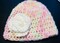 Crocheted Pink Baby  Hat(0 to 6 month size) with flower product 1
